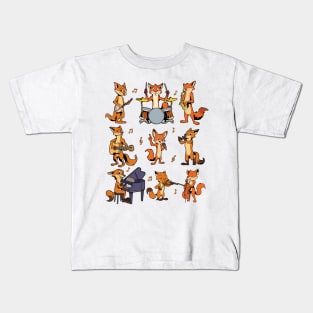 Cartoon Fox Big Band Kids T-Shirt